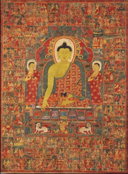 Datei:Thangka of Buddha with the One Hundred Jataka Tales.jpg