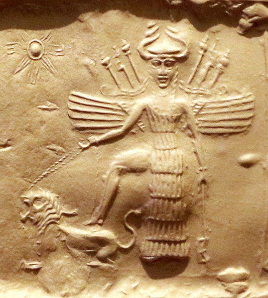Datei:Ishtar on an Akkadian seal.jpg